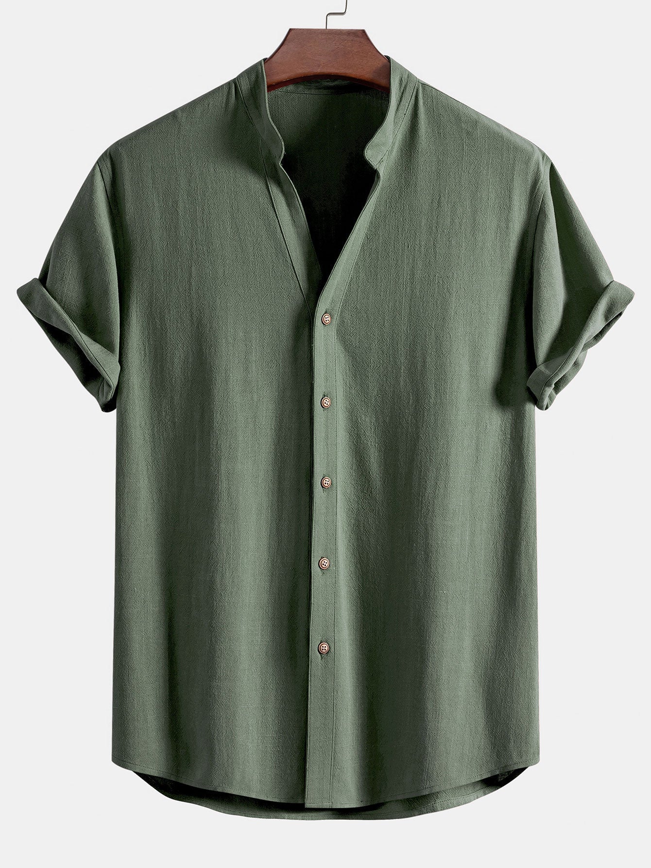 V Neck Linen Rayon Blend Shirt & Straight Leg Linen Pants
