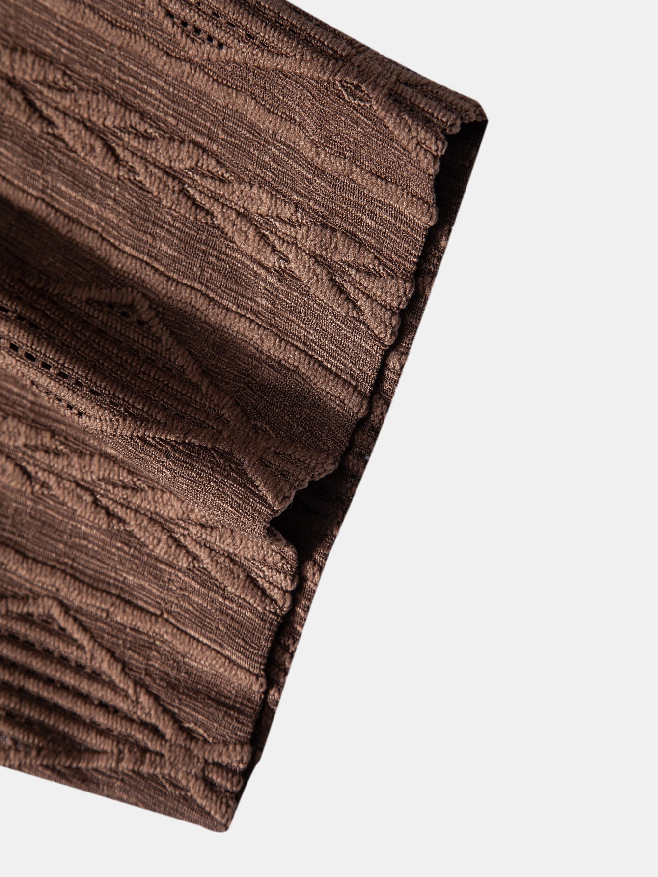 Geometric Jacquard Eyelet Cuban Shirt & Crinkle Textured Straight Leg Pants