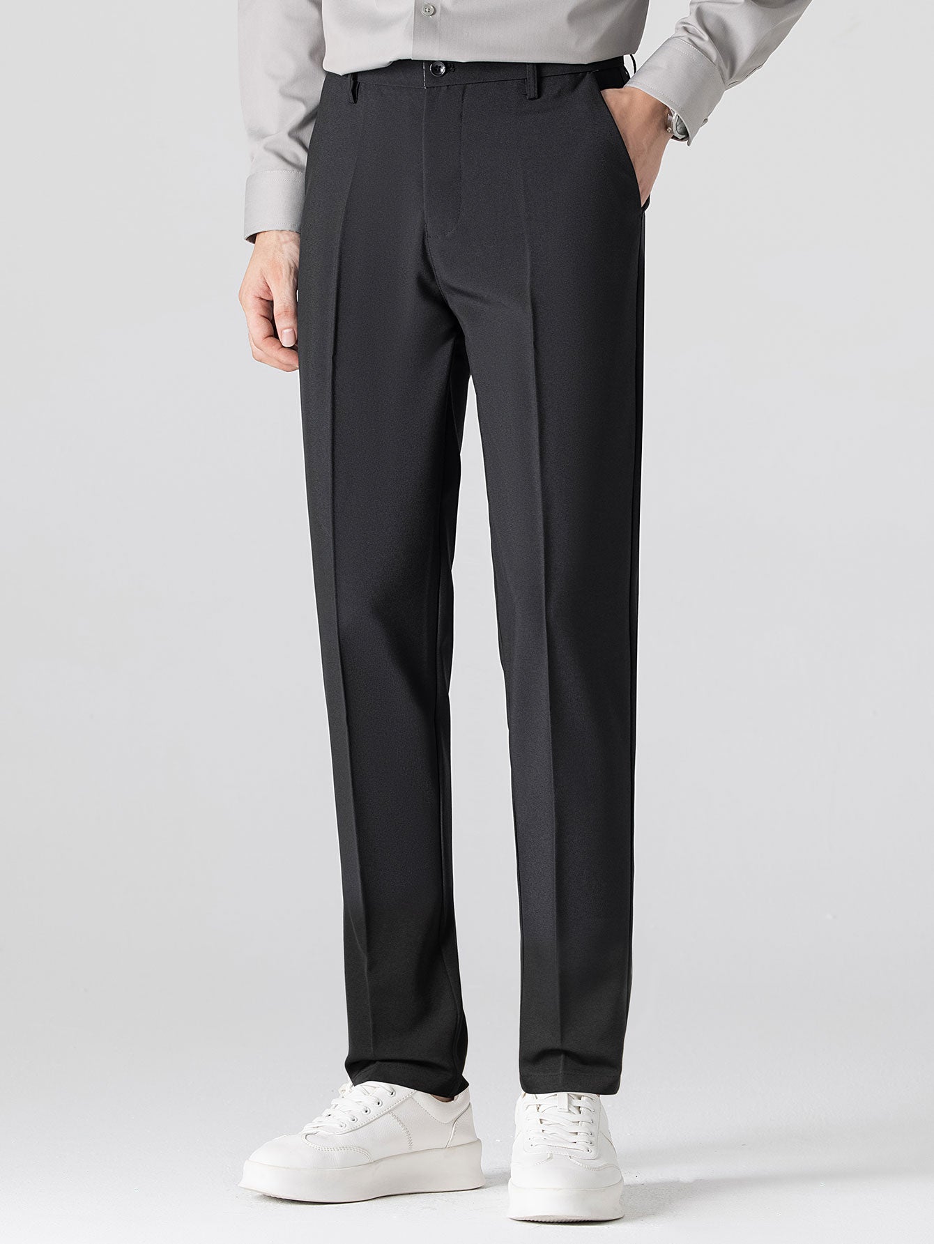 Geometric Jacquard Knitted Polo Shirt & Slim Fit Tapered Trousers