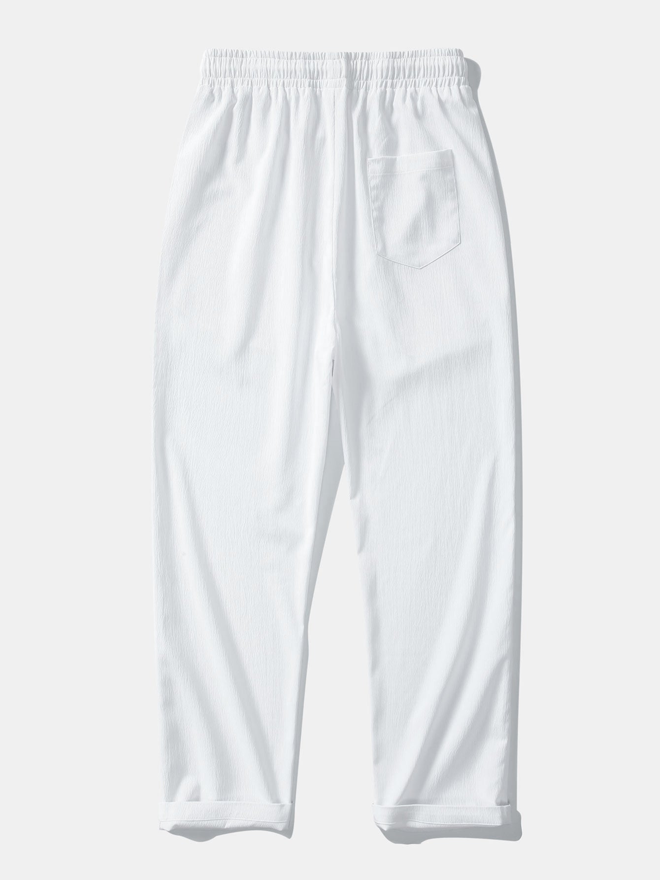 Geometric Striped Jacquard Button Up Shirt & Crinkle Textured Straight Leg Pants