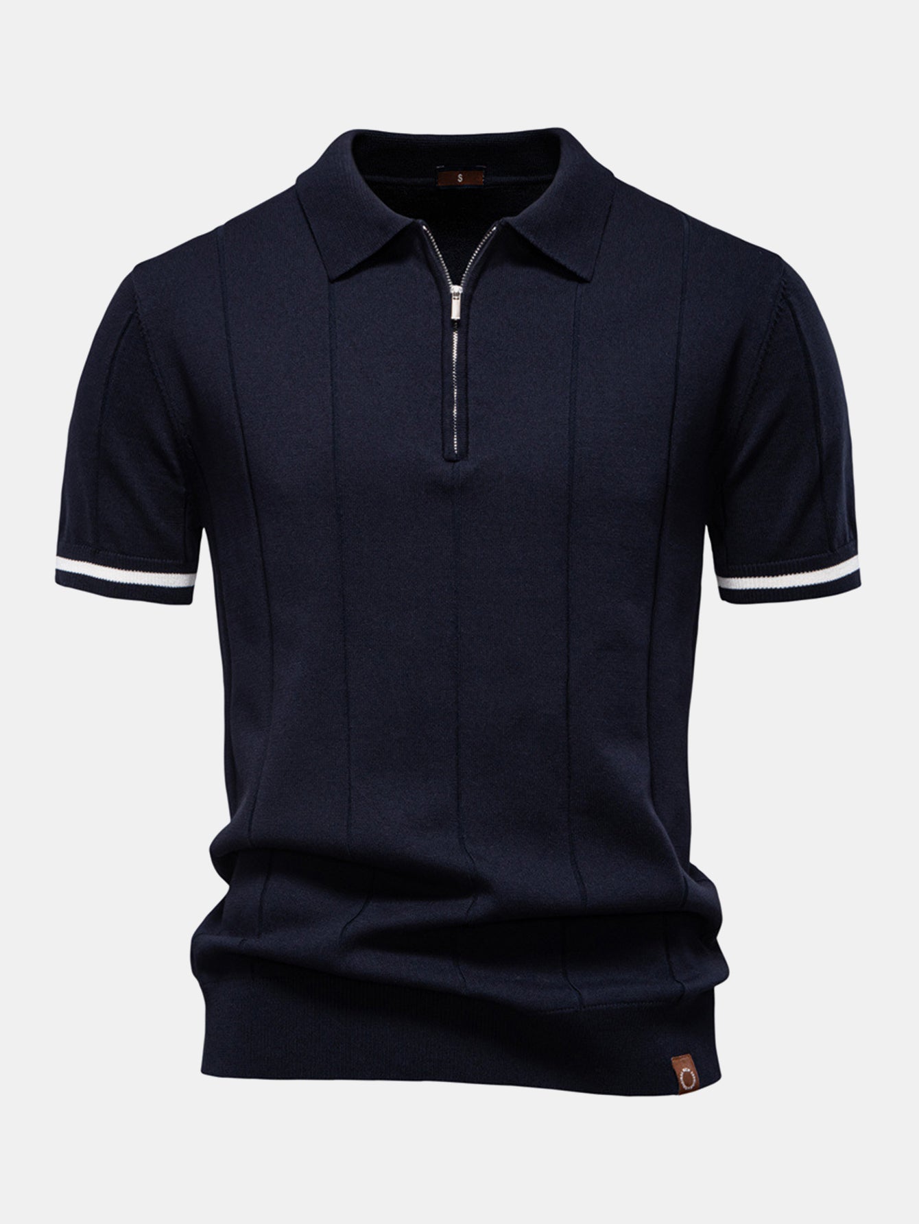 Contrast Trim Zipper Knit Polo Shirt & Slim Fit Tapered Trousers