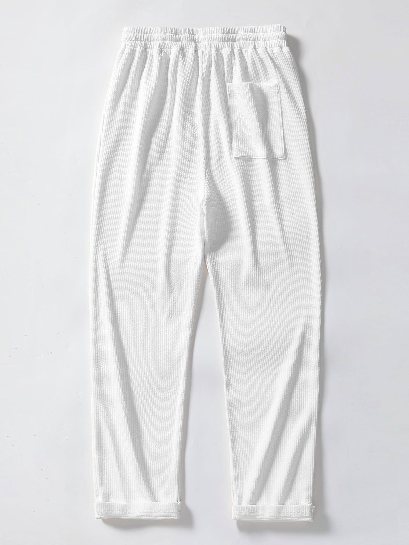 Stripe Jacquard Knit Polo Shirt & Straight Leg Ribbed Pants