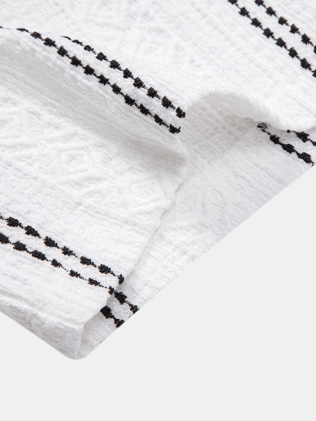 Geometric Striped Jacquard Button Up Shirt & Straight Leg Linen Pants