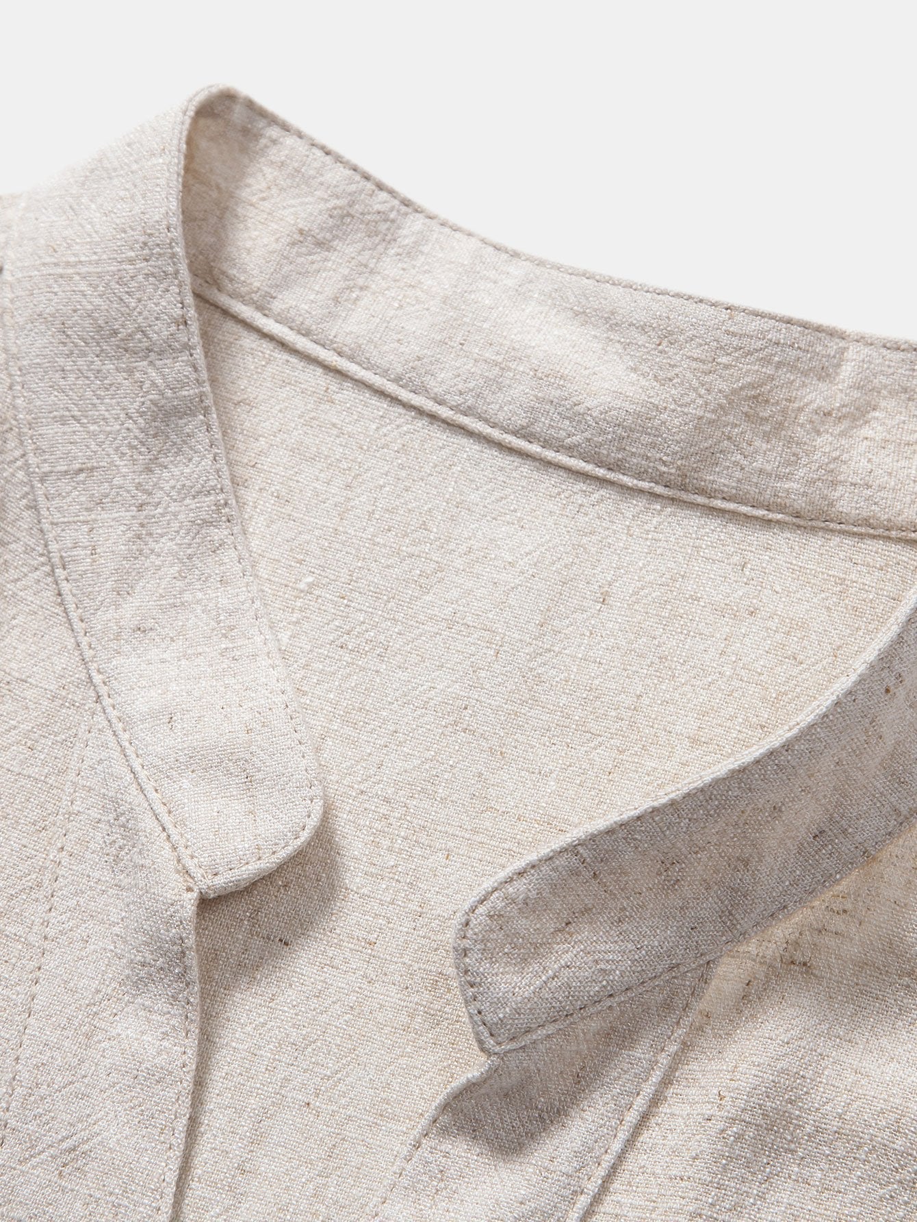 V Neck Linen Rayon Blend Shirt & Straight Leg Linen Pants